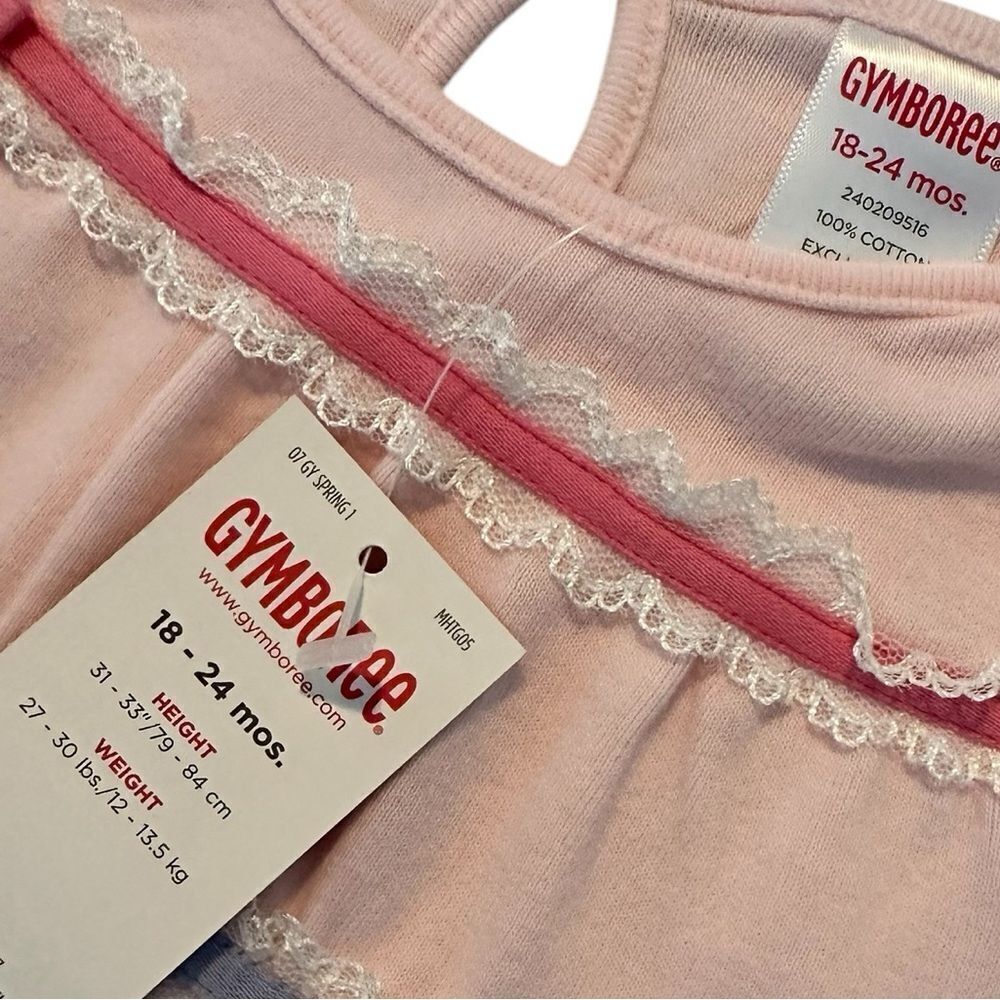 NWT Gymboree Vintage Spring Top Pink Puff Sleeves Bows Lace Girls Size 18-24M - Picture 5 of 5